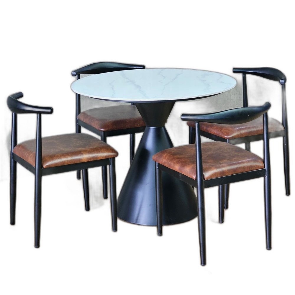 Combo bàn tròn 90cm mặt ceramic và 4 cái ghế Bull sắt C Combo bàn tròn 90cm mặt ceramic và 4 cái ghế Bull sắt C