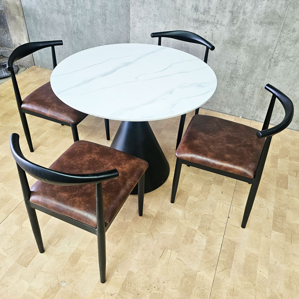 Combo bàn tròn 90cm mặt ceramic và 4 cái ghế Bull sắt C Combo bàn tròn 90cm mặt ceramic và 4 cái ghế Bull sắt C - hình 2