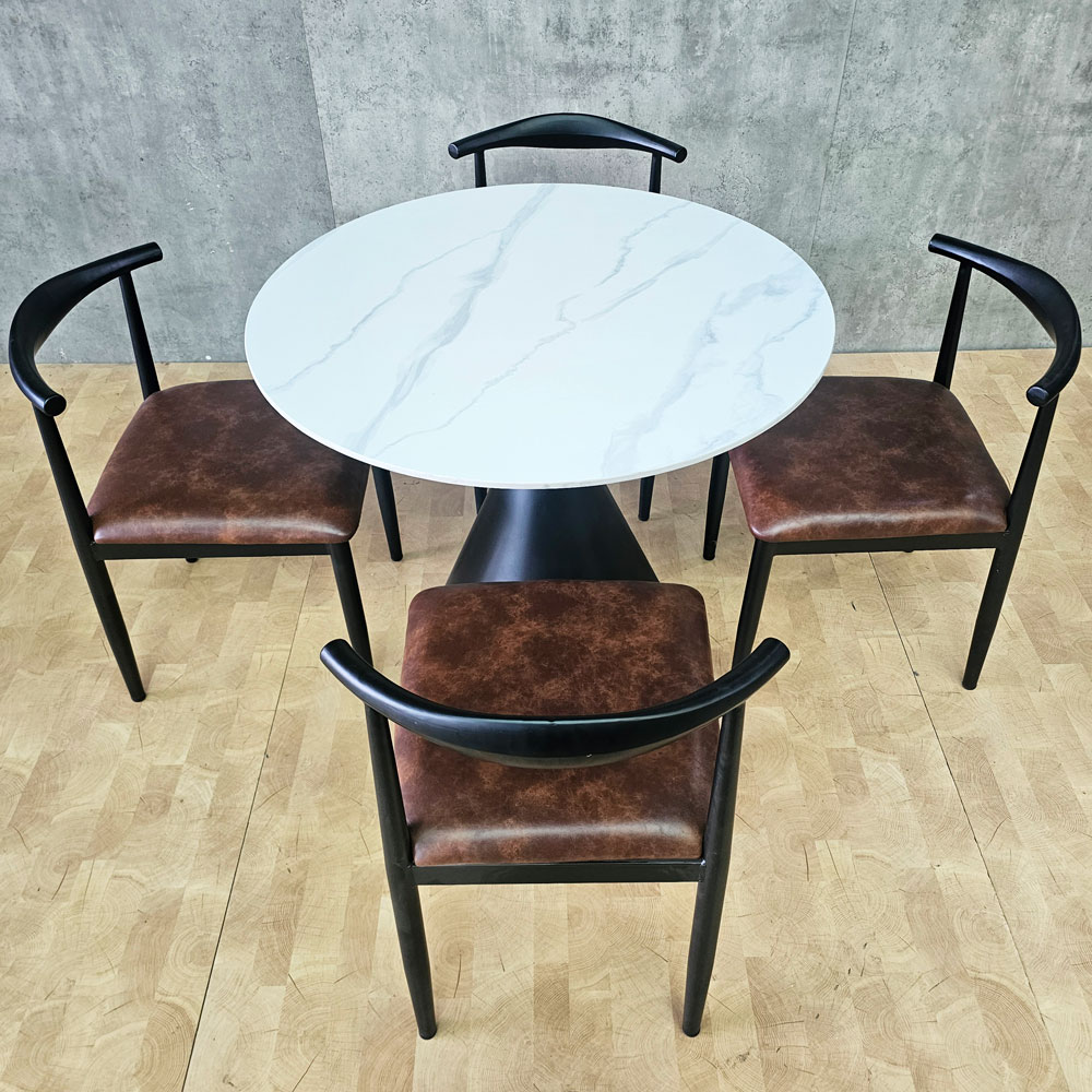 Combo bàn tròn 90cm mặt ceramic và 4 cái ghế Bull sắt C Combo bàn tròn 90cm mặt ceramic và 4 cái ghế Bull sắt C - hình 3
