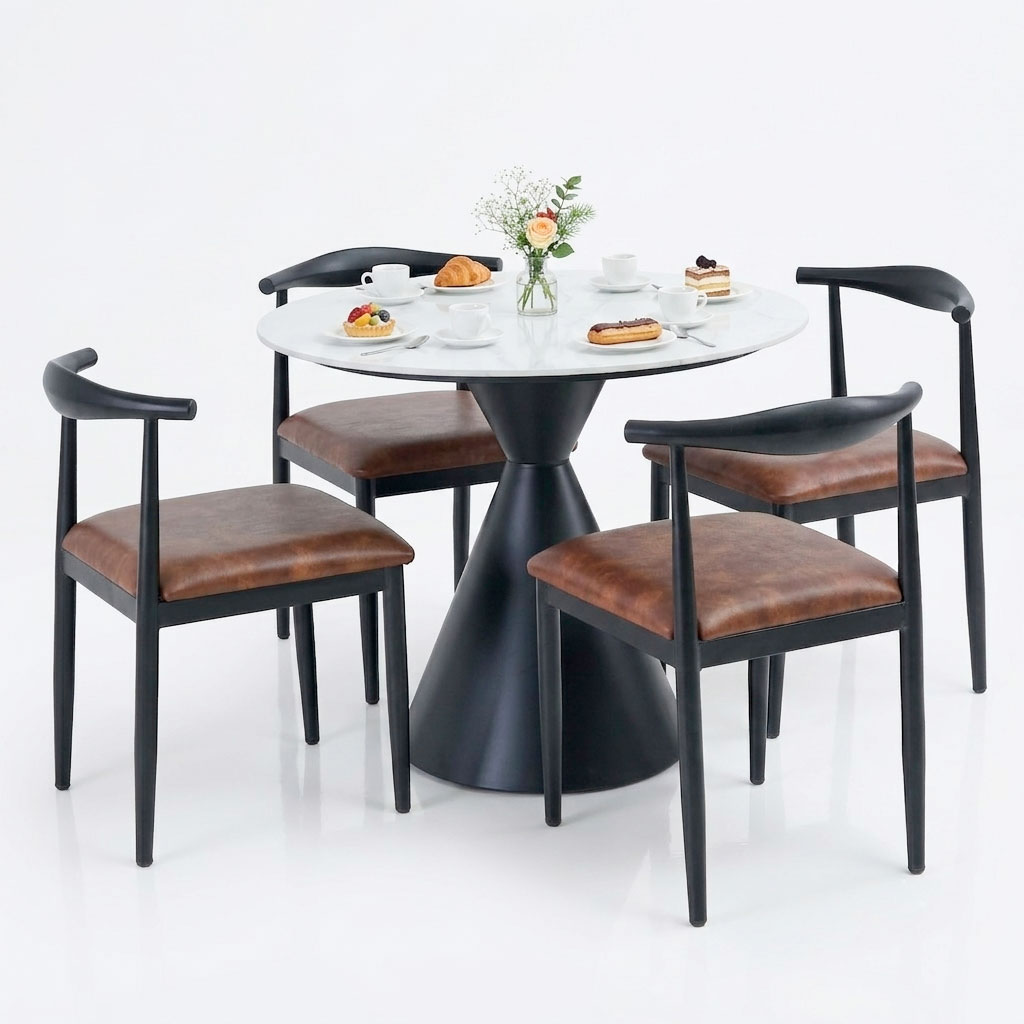 Combo bàn tròn 90cm mặt ceramic và 4 cái ghế Bull sắt C Combo bàn tròn 90cm mặt ceramic và 4 cái ghế Bull sắt C - hình 5