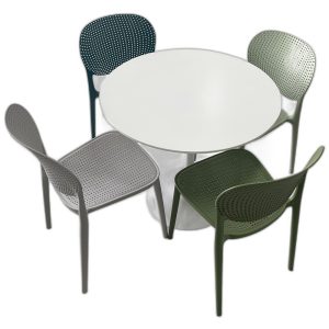 Combo Bàn Tulip 80cm Và 4 Ghế Nhựa Nhiều Màu C