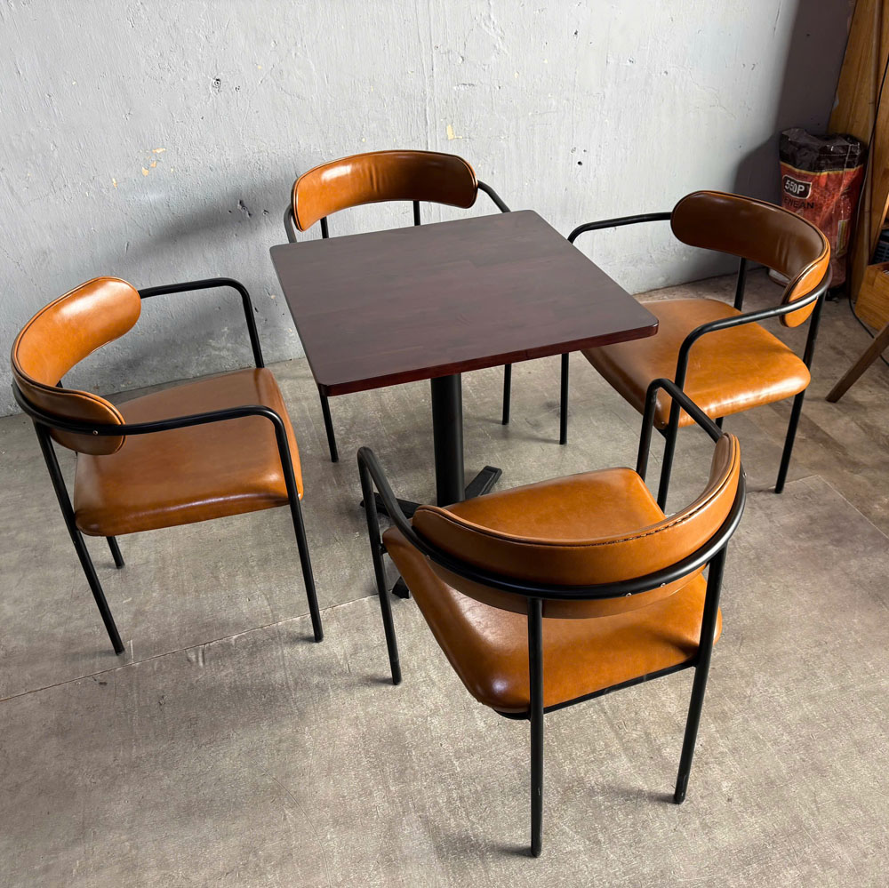Combo bộ bàn 70x70cm gỗ tràm và 4 ghế Simon khung sắt C Combo bộ bàn 70x70cm gỗ tràm và 4 ghế Simon khung sắt C - hình 1