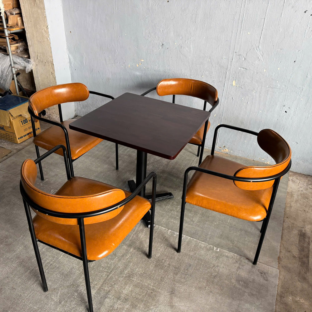Combo bộ bàn 70x70cm gỗ tràm và 4 ghế Simon khung sắt C Combo bộ bàn 70x70cm gỗ tràm và 4 ghế Simon khung sắt C - hình 3