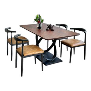 Combo bộ bàn ăn 160x80cm gỗ tràm 4 ghế ngồi