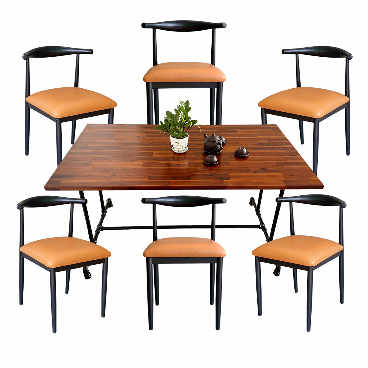 Combo bộ bàn ăn chân ống nước và 6 ghế Bull sắt bọc nệm Combo bộ bàn ăn chân ống nước và 6 ghế Bull sắt bọc nệm - hình 2