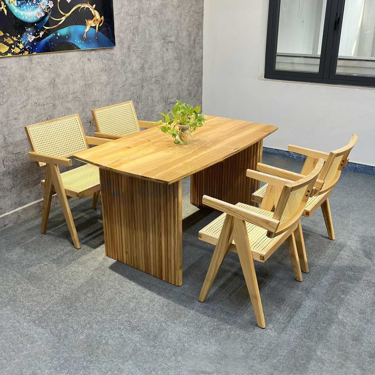 Combo bộ bàn ăn chữ nhật và 4 ghế gỗ Combo bộ bàn ăn chữ nhật và 4 ghế gỗ - hình 3