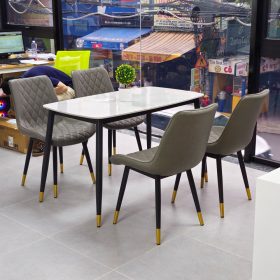 Combo bộ bàn ăn mặt đá 140x80cm và 4 ghế ăn Aster - hình 1