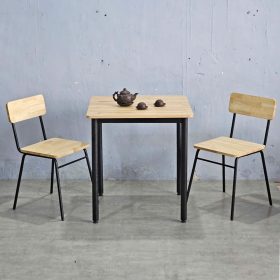 Combo bộ bàn ăn vuông và 2 ghế gỗ cao su chân sắt - hình 1