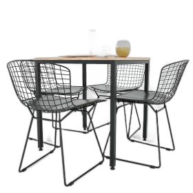 Combo bộ bàn ăn vuông và 2 ghế khung sắt bọc nệm