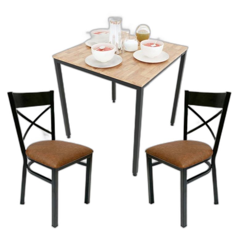 Trang chủ Combo bộ bàn ăn vuông và 2 ghế sắt bọc nệm
