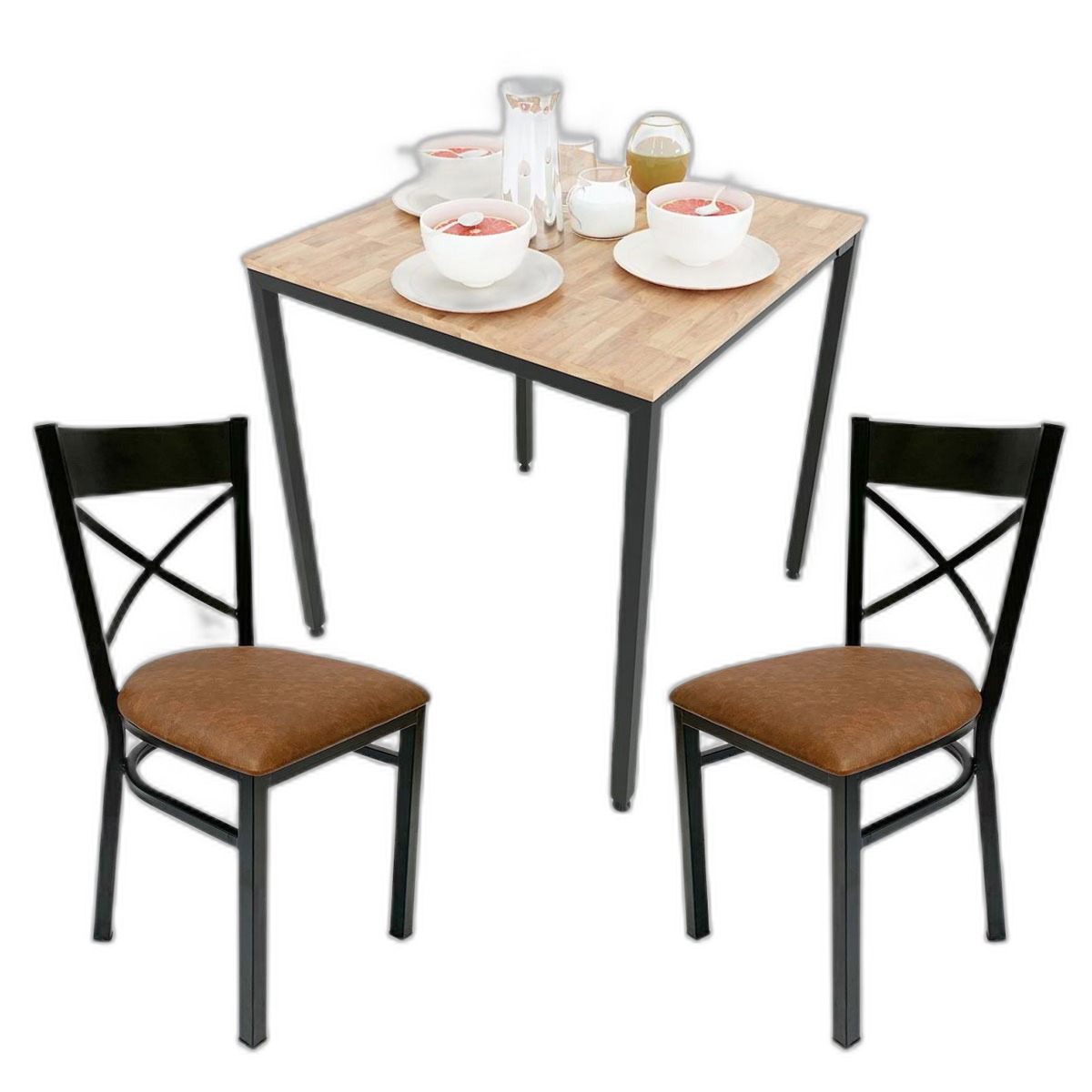 Combo bộ bàn ăn vuông và 2 ghế sắt bọc nệm Combo bộ bàn ăn vuông và 2 ghế sắt bọc nệm