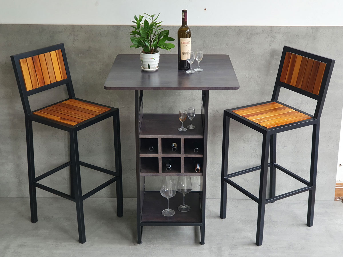 Combo bộ bàn bar kết hợp kệ 70x70cm và 2 ghế bar C Combo bộ bàn bar kết hợp kệ 70x70cm và 2 ghế bar C - hình 1