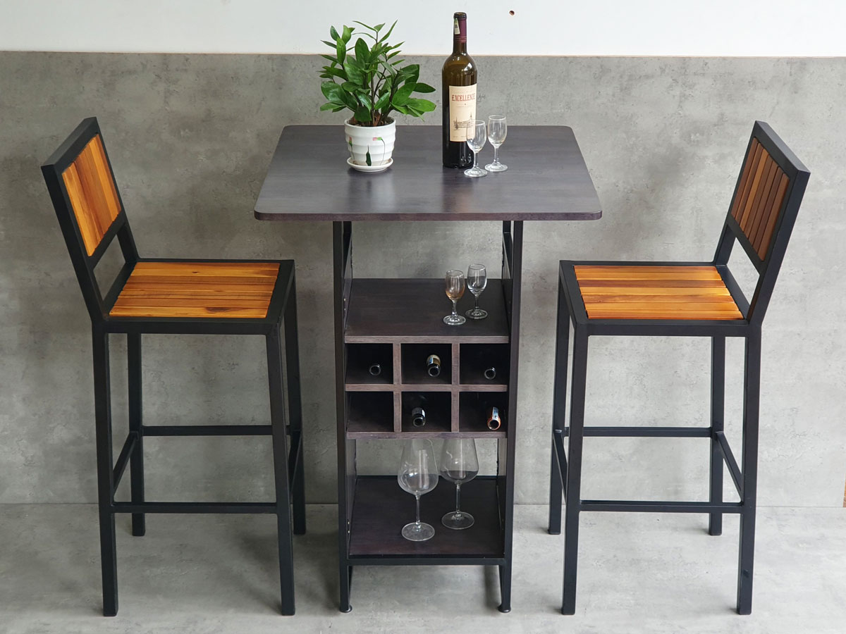 Combo bộ bàn bar kết hợp kệ 70x70cm và 2 ghế bar C Combo bộ bàn bar kết hợp kệ 70x70cm và 2 ghế bar C - hình 3