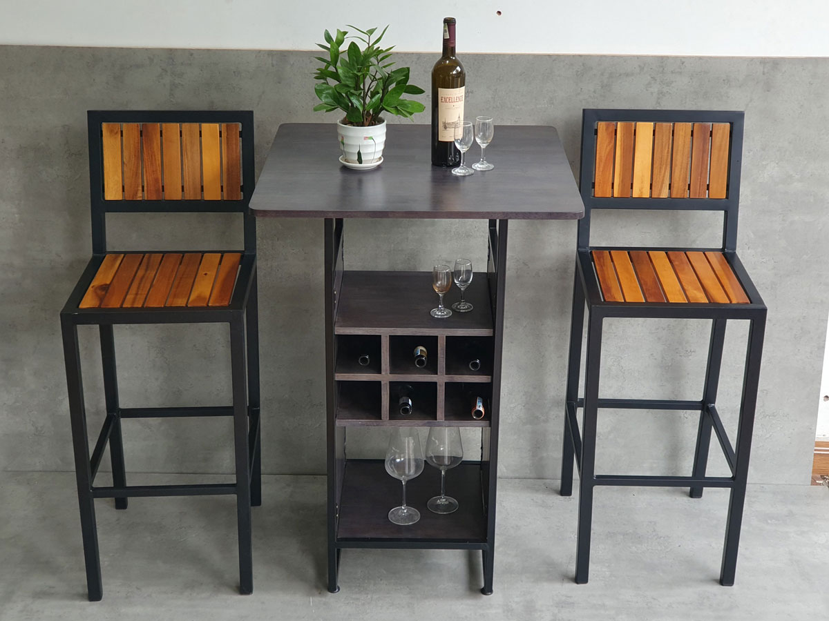 Combo bộ bàn bar kết hợp kệ 70x70cm và 2 ghế bar C Combo bộ bàn bar kết hợp kệ 70x70cm và 2 ghế bar C - hình 4