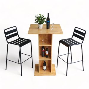 Combo bộ bàn bar vuông 70x70cm và 2 ghế bar sắt C - hình 1