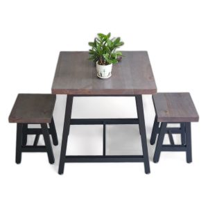 Combo bộ bàn cafe chữ nhật 70x70cm gỗ thông và 2 ghế đôn C