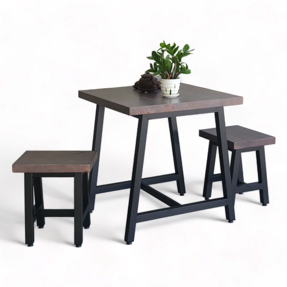 Combo bộ bàn cafe chữ nhật 70x70cm gỗ thông và 2 ghế đôn C Combo bộ bàn cafe chữ nhật 70x70cm gỗ thông và 2 ghế đôn C - hình 1