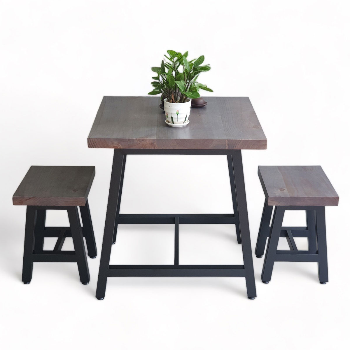 Combo bộ bàn cafe chữ nhật 70x70cm gỗ thông và 2 ghế đôn C Combo bộ bàn cafe chữ nhật 70x70cm gỗ thông và 2 ghế đôn C - hình 2