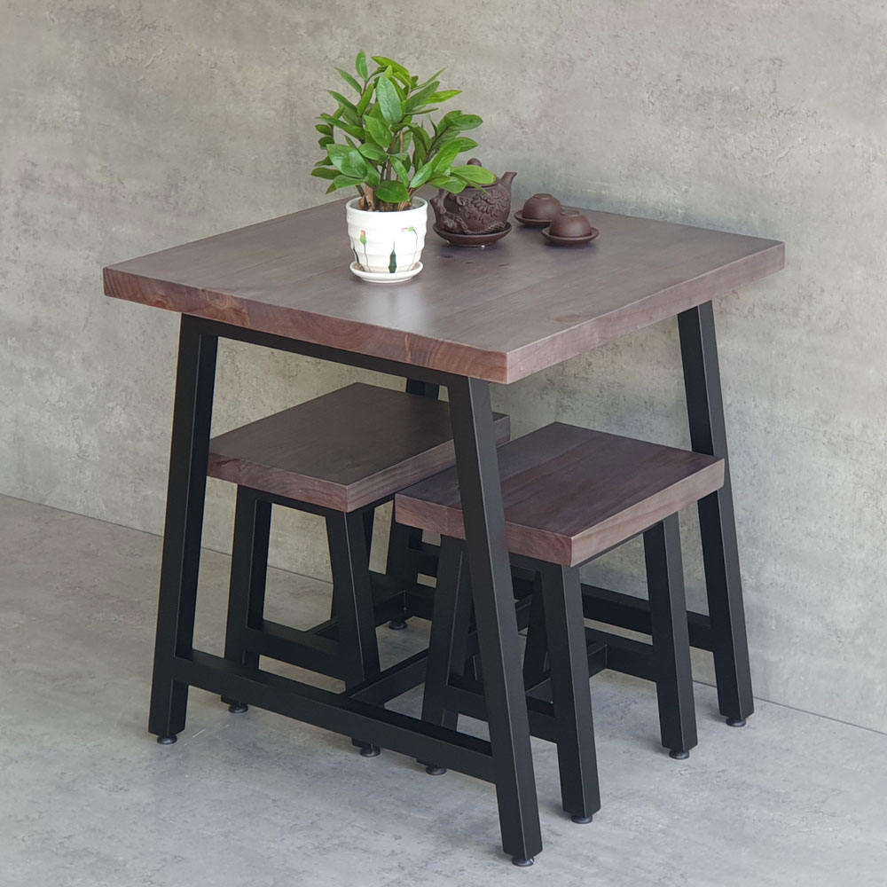 Combo bộ bàn cafe chữ nhật 70x70cm gỗ thông và 2 ghế đôn C Combo bộ bàn cafe chữ nhật 70x70cm gỗ thông và 2 ghế đôn C - hình 4