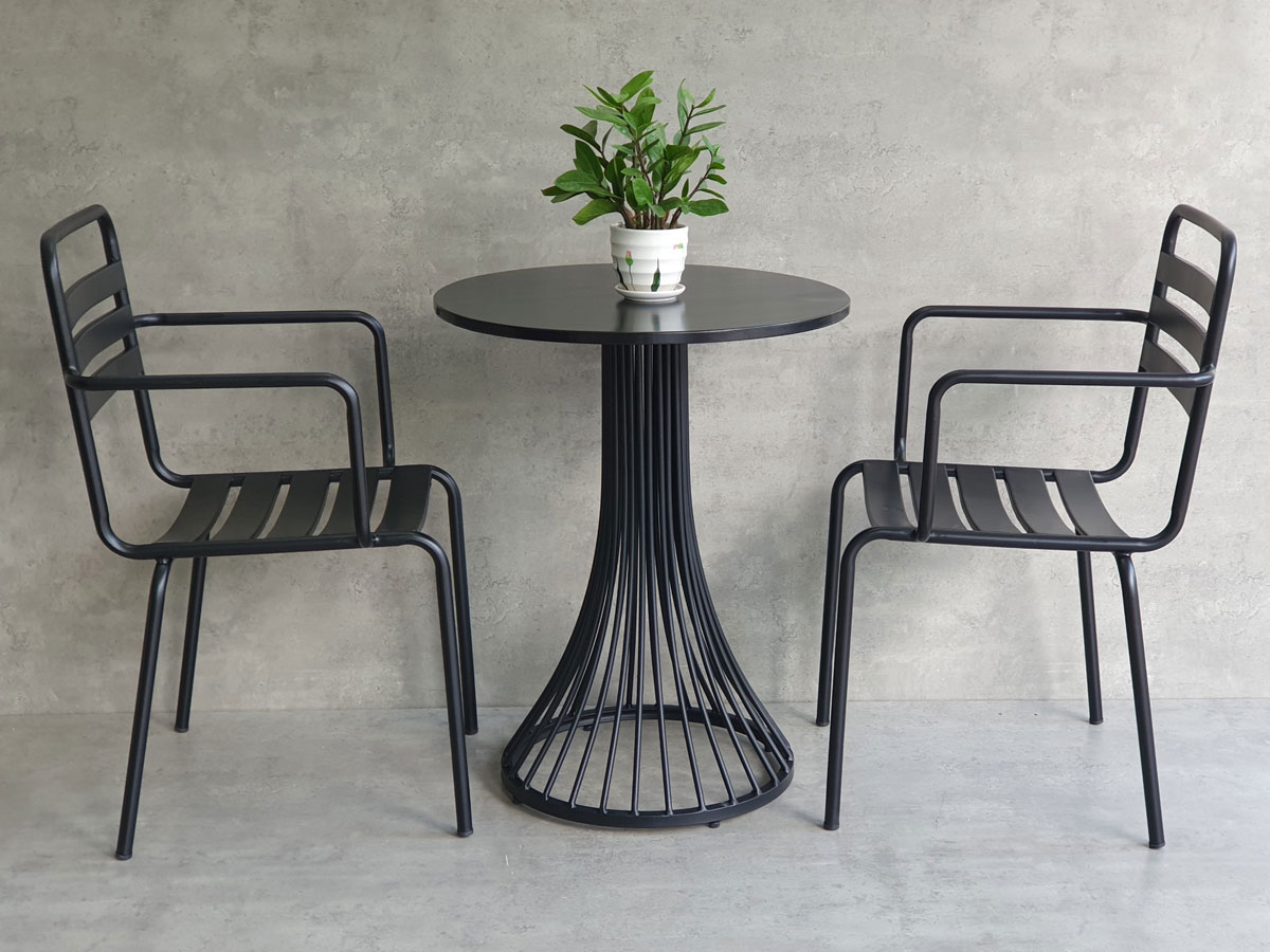 Combo bộ bàn cafe tròn 60x60cm và 2 ghế sắt ngoài trời C Combo bộ bàn cafe tròn 60x60cm và 2 ghế sắt ngoài trời C - hình 2