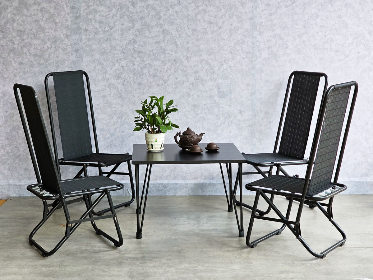 Combo bộ bàn cafe vuông gỗ cao su và 4 ghế lưới xếp gọn C Combo bộ bàn cafe vuông gỗ cao su và 4 ghế lưới xếp gọn C - hình 2