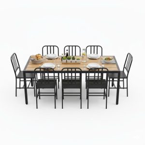 Combo bộ bàn ghế ăn chữ nhật ngoài trời C - hình 1