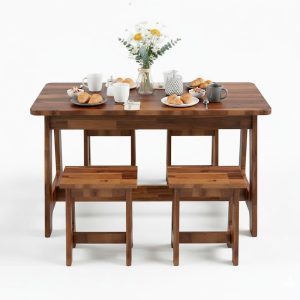 Combo bộ bàn ghế ăn gỗ tràm - hình 1