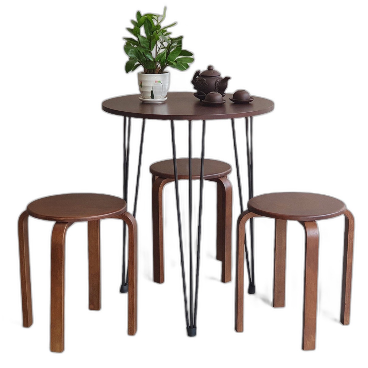 Combo bộ bàn ghế cafe 1 bàn tròn 60cm 3 ghế đôn C Combo bộ bàn ghế cafe 1 bàn tròn 60cm 3 ghế đôn C