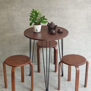 Combo bộ bàn ghế cafe 1 bàn tròn 60cm 3 ghế đôn C - hình 1