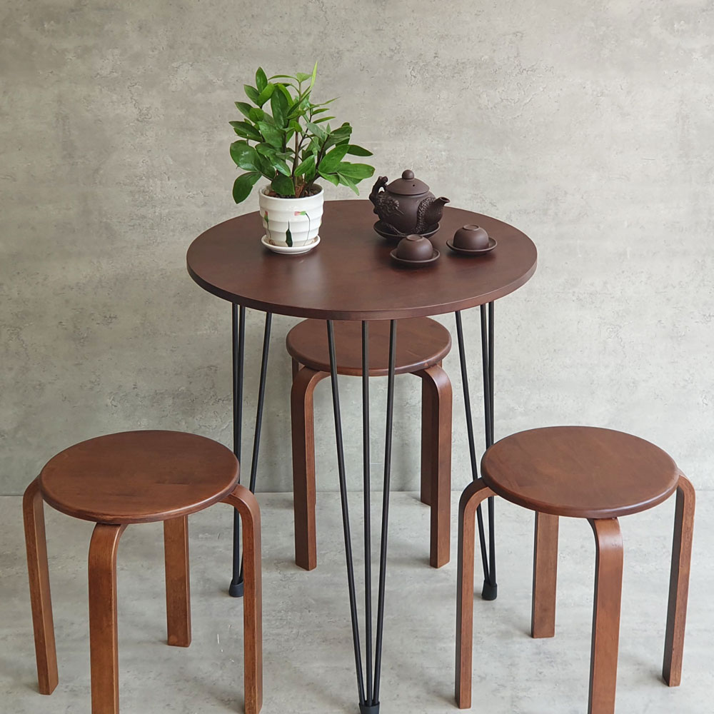 Combo bộ bàn ghế cafe 1 bàn tròn 60cm 3 ghế đôn C Combo bộ bàn ghế cafe 1 bàn tròn 60cm 3 ghế đôn C - hình 1