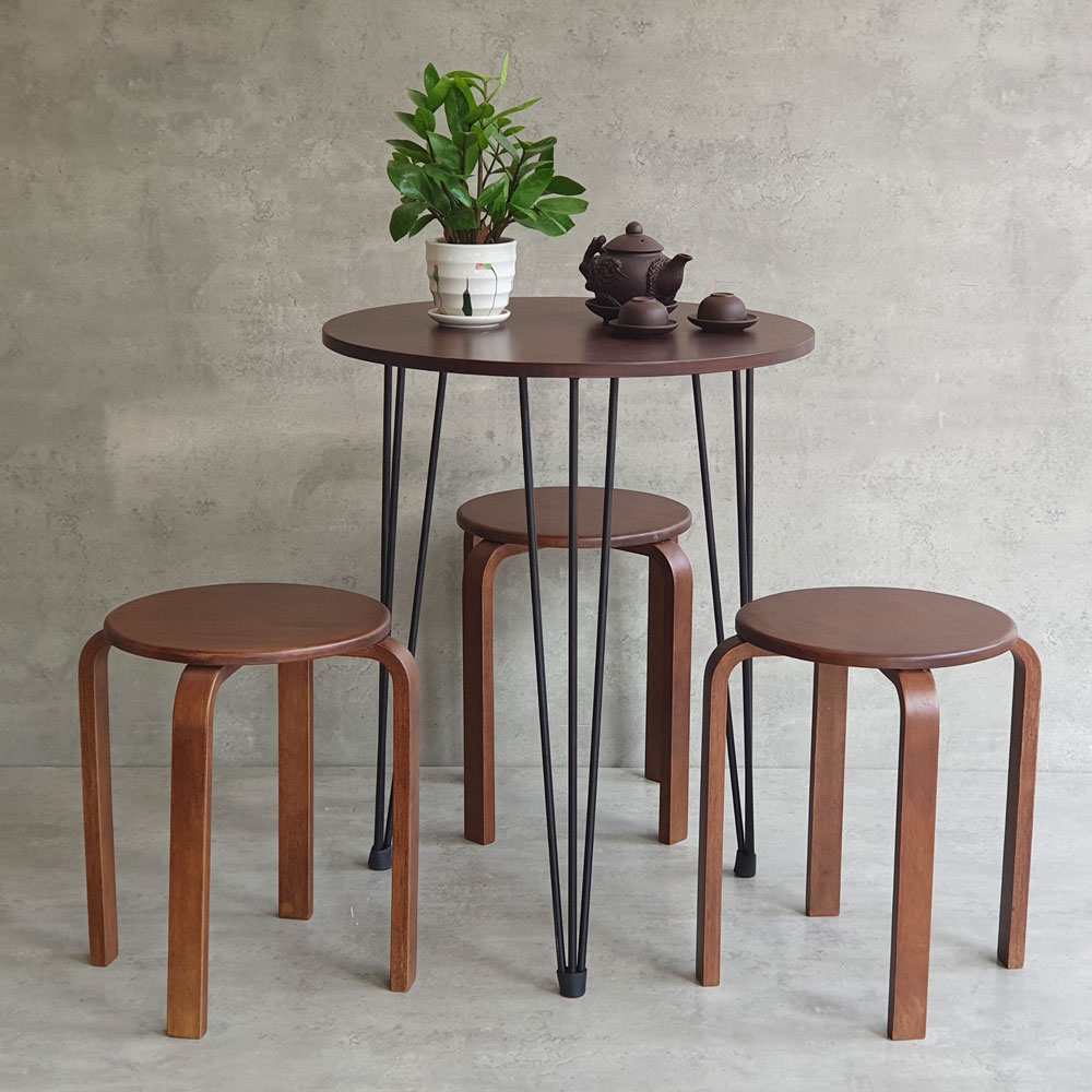 Combo bộ bàn ghế cafe 1 bàn tròn 60cm 3 ghế đôn C Combo bộ bàn ghế cafe 1 bàn tròn 60cm 3 ghế đôn C - hình 2
