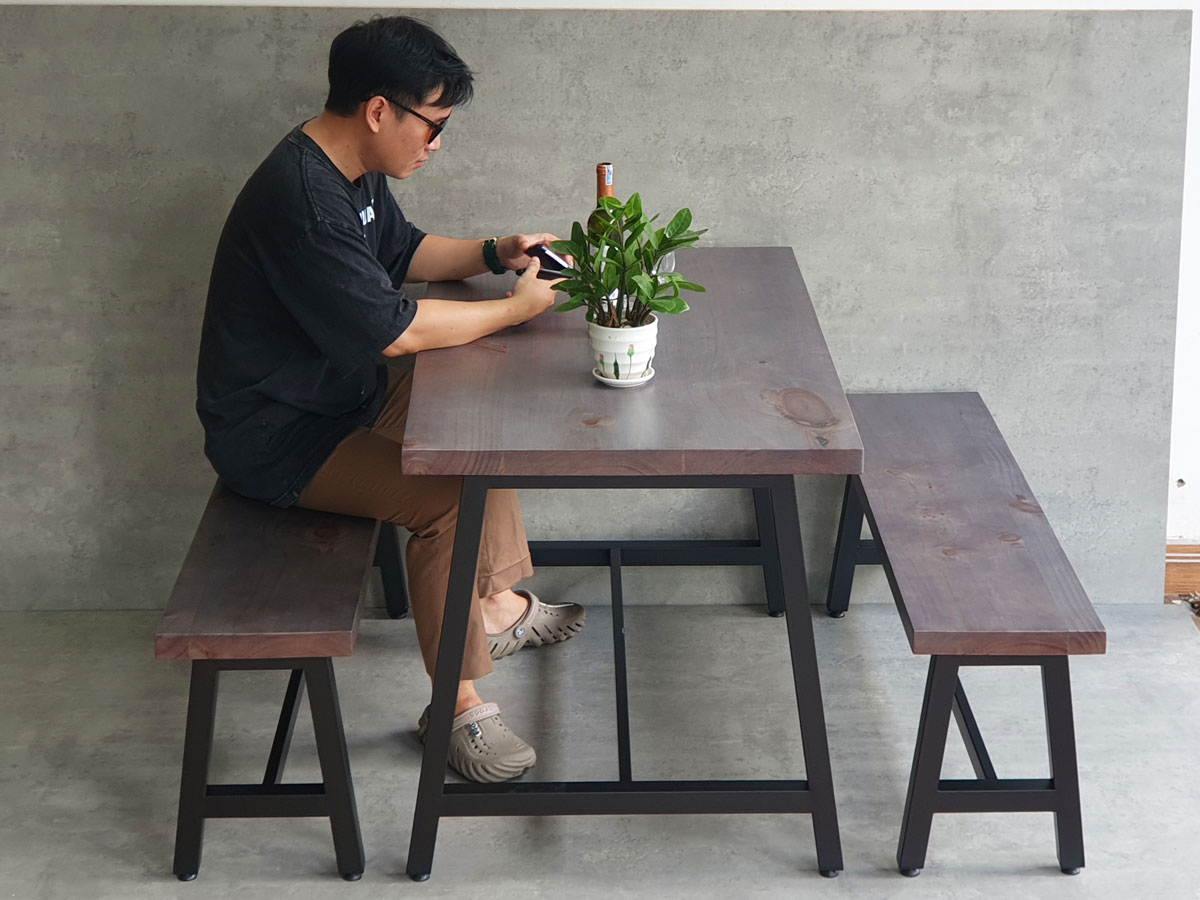 Combo bộ bàn ghế cafe chữ nhật và 2 ghế băng dài C Combo bộ bàn ghế cafe chữ nhật và 2 ghế băng dài C - hình 1
