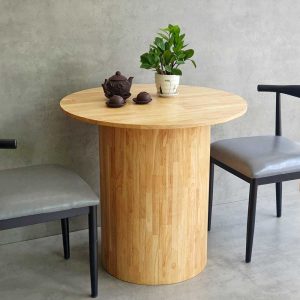 Combo bộ bàn ghế cafe tròn 80cm gỗ cao su 2 ghế ngồi C - hình 1
