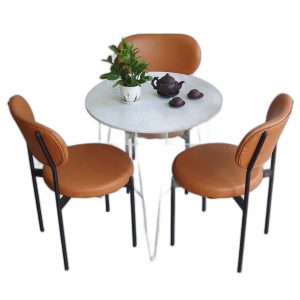 Combo bộ bàn ghế cafe tròn mặt đá 3 ghế cafe C