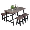Combo bộ bàn ghế chữ nhật 120x70cm và 1 ghế băng, 2 ghế đôn C