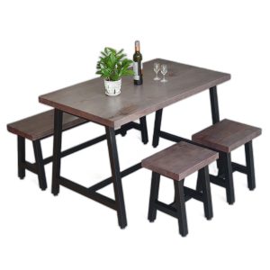 Combo bộ bàn ghế chữ nhật 120x70cm và 1 ghế băng, 2 ghế đôn C