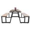 Combo bộ bàn ghế gỗ cao su khung sắt lắp ráp C