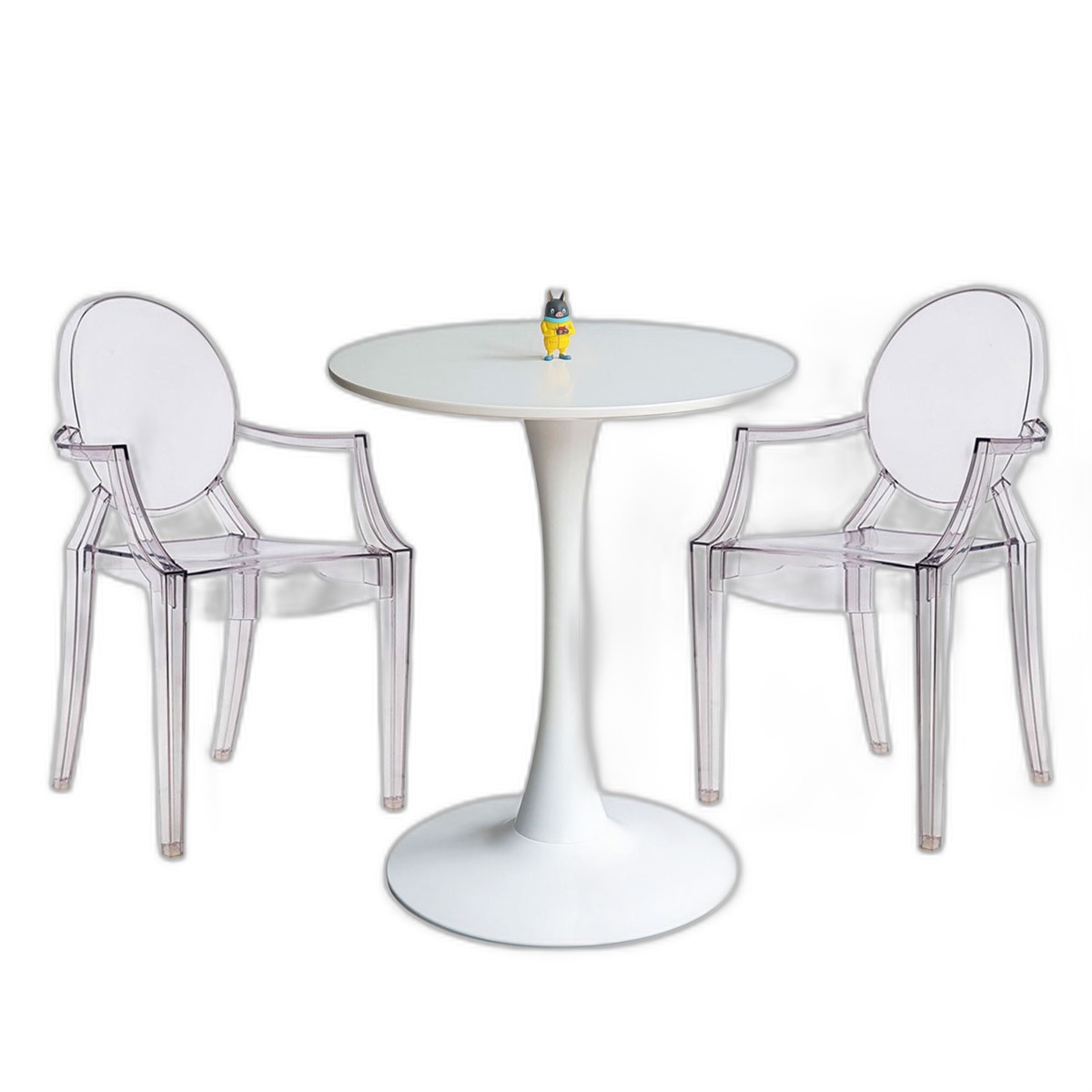 Combo bộ bàn ghế Tulip mặt tròn 60cm 2 ghế trong suốt C Combo bộ bàn ghế Tulip mặt tròn 60cm 2 ghế trong suốt C