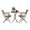 Combo bộ bàn ngoài trời 55x55cm gỗ tràm và 2 ghế xếp gọn C