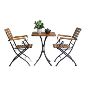 Combo bộ bàn ngoài trời 55x55cm gỗ tràm và 2 ghế xếp gọn C