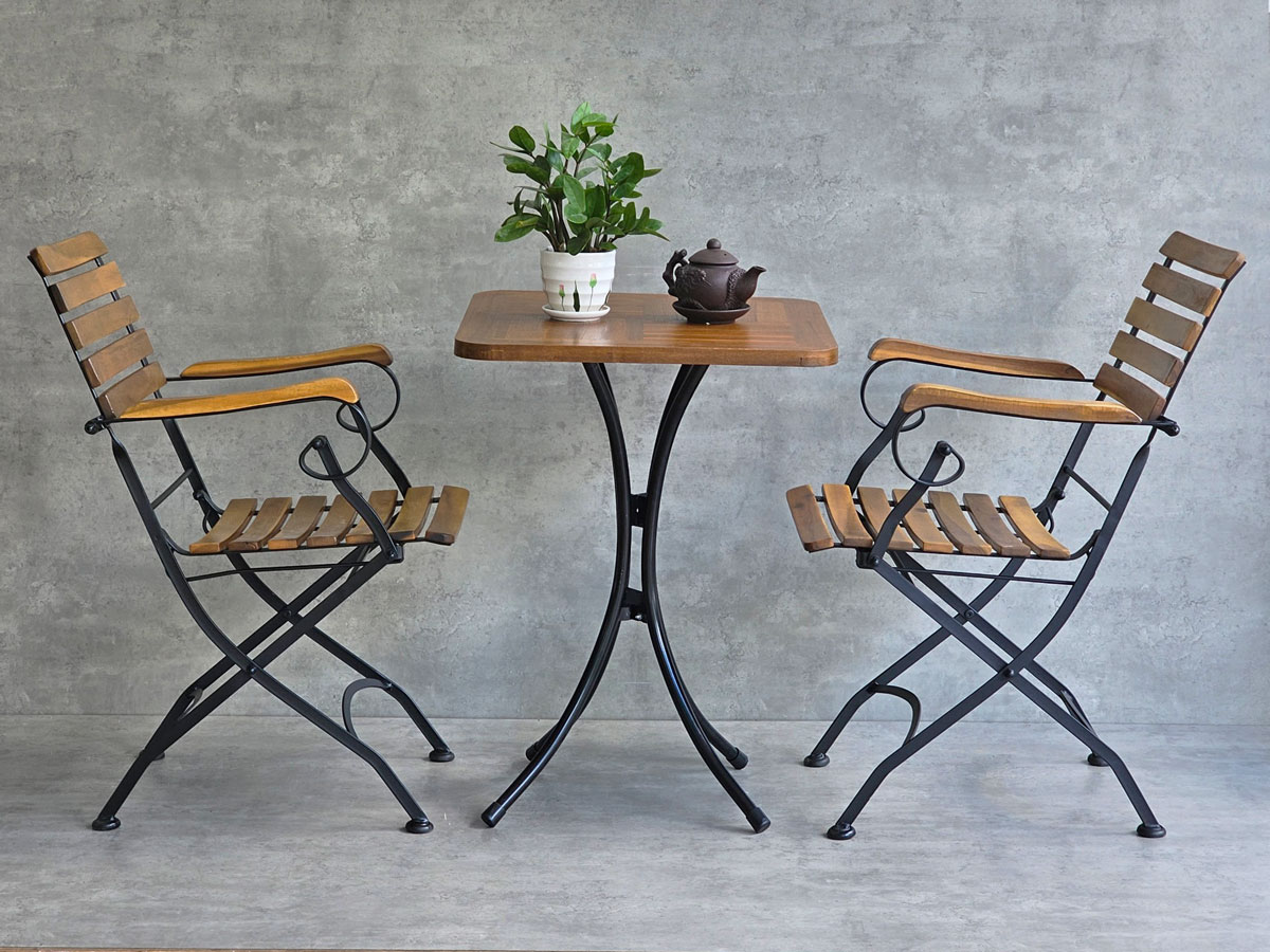 Combo bộ bàn ngoài trời 55x55cm gỗ tràm và 2 ghế xếp gọn C Combo bộ bàn ngoài trời 55x55cm gỗ tràm và 2 ghế xếp gọn C - hình 1