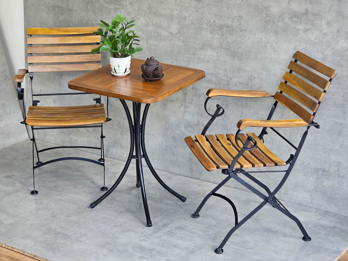 Combo bộ bàn ngoài trời 55x55cm gỗ tràm và 2 ghế xếp gọn C Combo bộ bàn ngoài trời 55x55cm gỗ tràm và 2 ghế xếp gọn C - hình 3