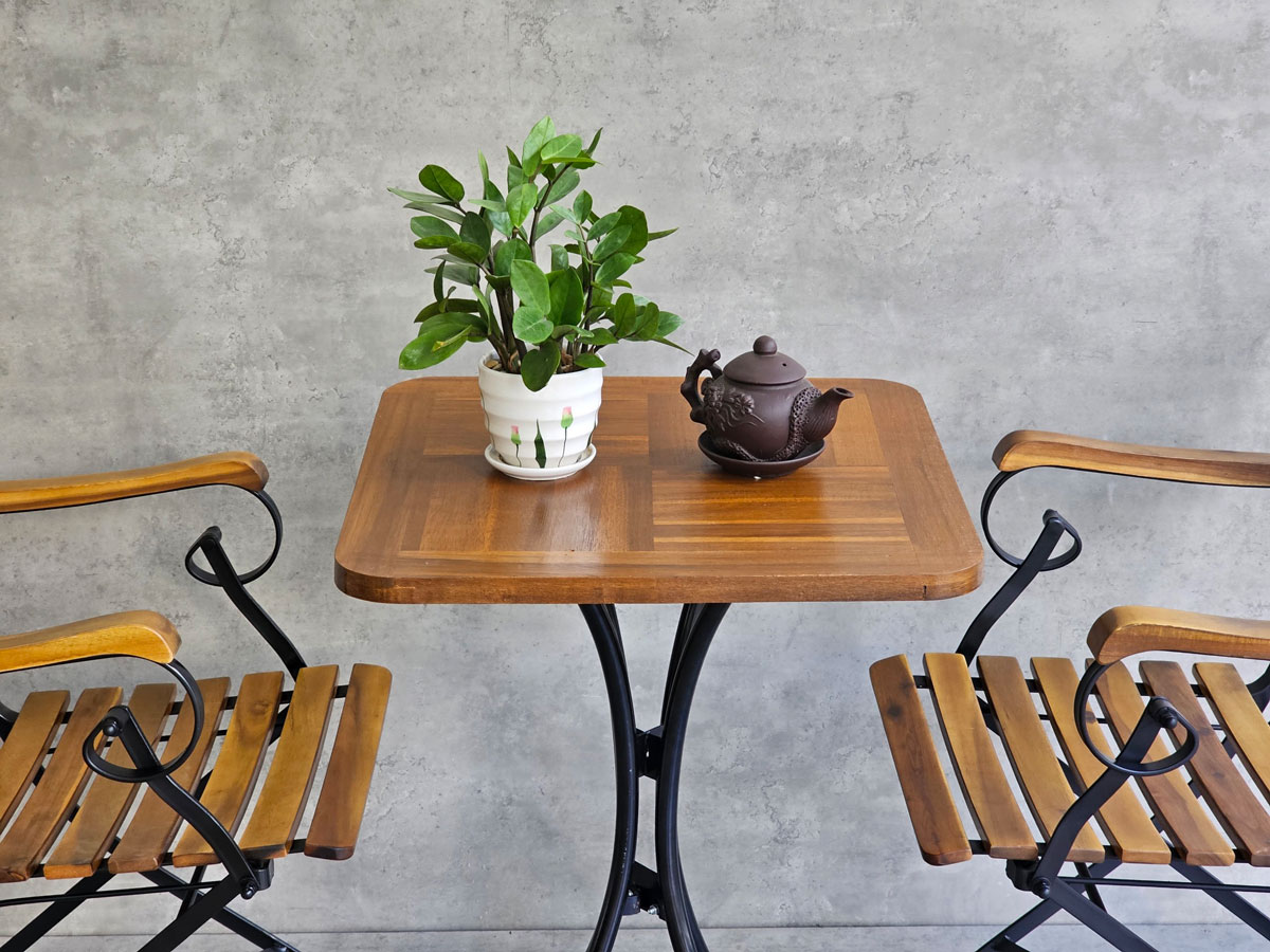 Combo bộ bàn ngoài trời 55x55cm gỗ tràm và 2 ghế xếp gọn C Combo bộ bàn ngoài trời 55x55cm gỗ tràm và 2 ghế xếp gọn C - hình 4