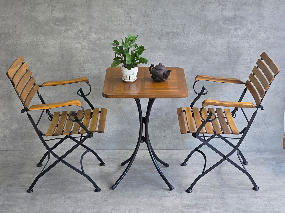 Combo bộ bàn ngoài trời 55x55cm gỗ tràm và 2 ghế xếp gọn C Combo bộ bàn ngoài trời 55x55cm gỗ tràm và 2 ghế xếp gọn C - hình 5