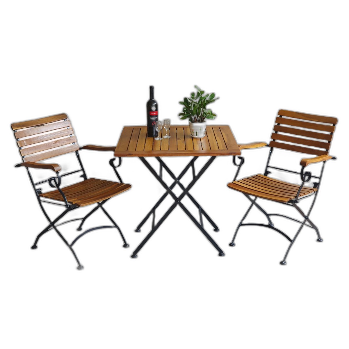 Combo bộ bàn ngoài trời xếp gọn 75x75cm và 2 ghế xếp C Combo bộ bàn ngoài trời xếp gọn 75x75cm và 2 ghế xếp C