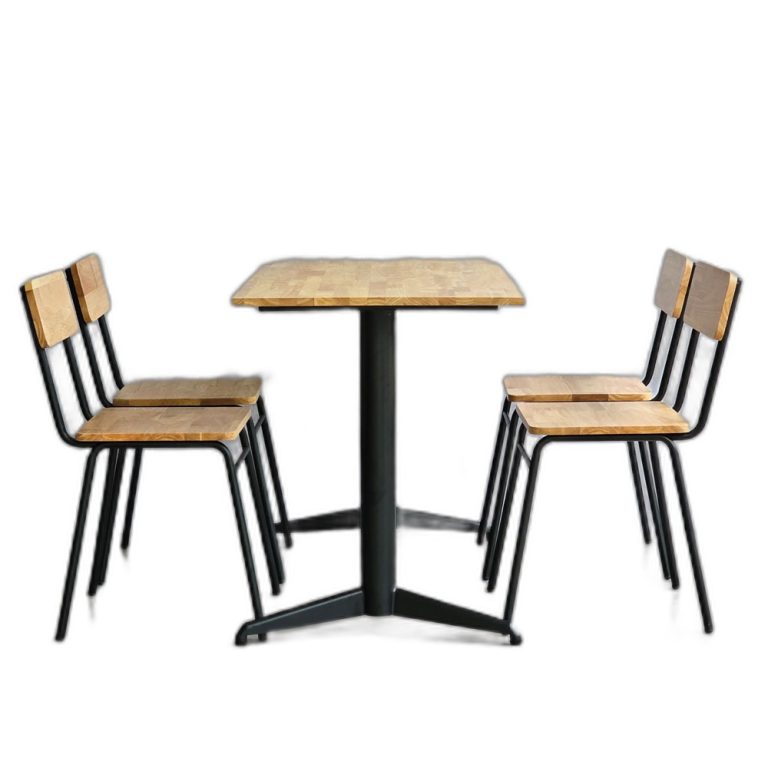 Trang chủ Combo bộ bàn quán ăn nhà hàng 120x60cm và 4 ghế chân sắt C