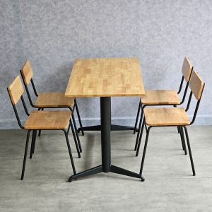 Combo bộ bàn quán ăn nhà hàng 120x60cm và 4 ghế chân sắt C - hình 1
