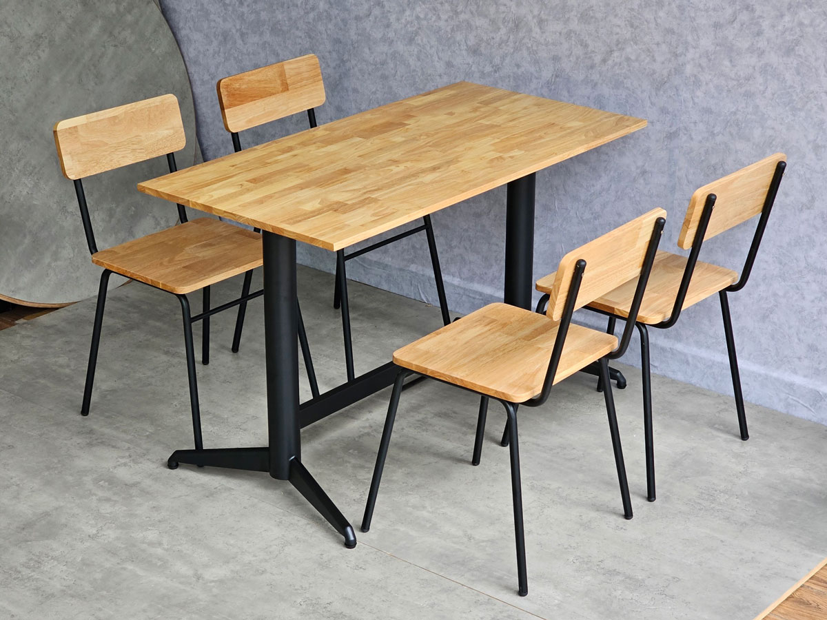 Combo bộ bàn quán ăn nhà hàng 120x60cm và 4 ghế chân sắt C Combo bộ bàn quán ăn nhà hàng 120x60cm và 4 ghế chân sắt C - hình 2
