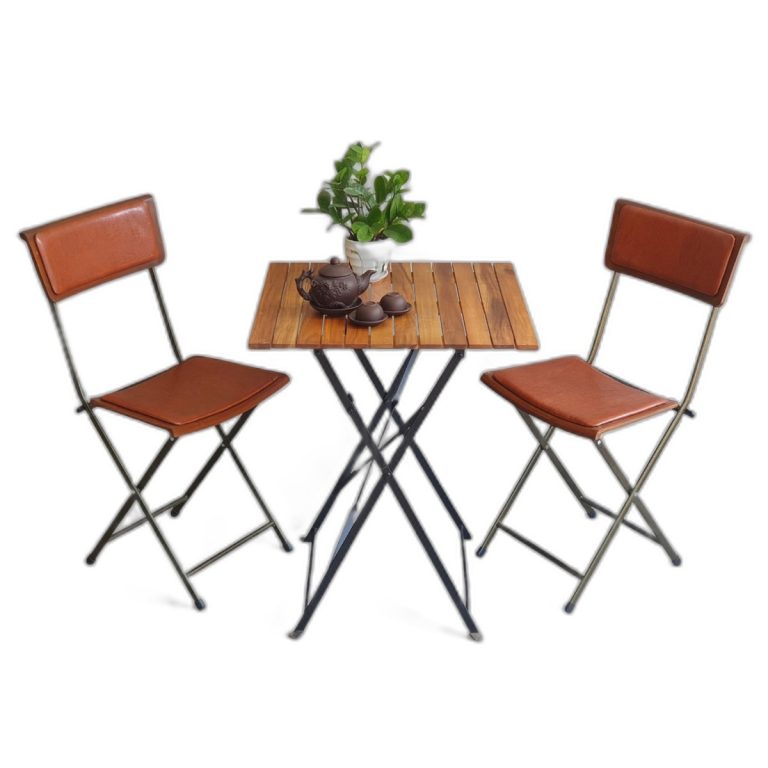 Trang chủ Combo bộ bàn xếp gọn 60x60cm và 2 ghế xếp gọn gỗ tràm C