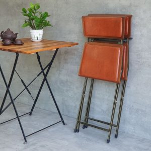Combo bộ bàn xếp gọn 60x60cm và 2 ghế xếp gọn gỗ tràm C - hình 1